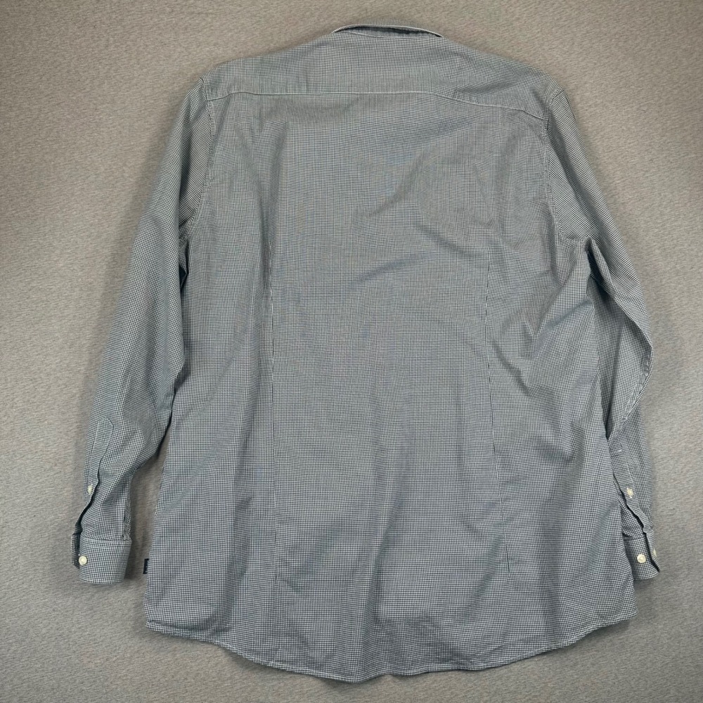 Barbour Shirt Mens XL Tailored Fit Navy Blue Highfield Micro Gingham Preppy EUC - Picture 9 of 10